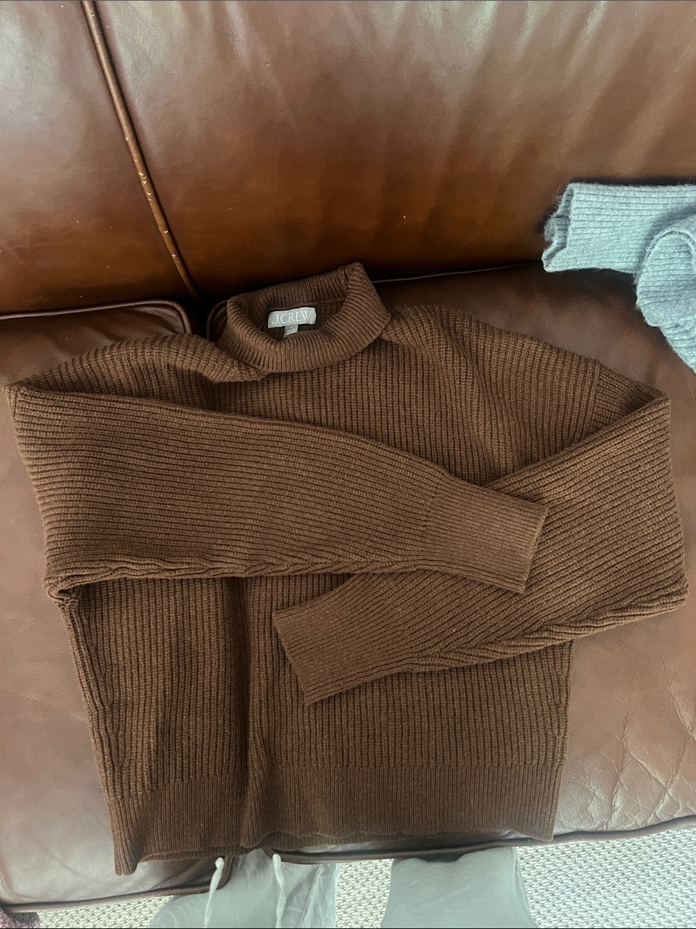 J. Crew Chestnut Brown Ribbed Turtleneck Sweater